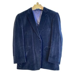 Madison Corduroy Blazer Jacket Men's 48R Regular Fit Navy Blue 100% Cotton